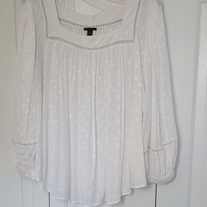 Ann Taylor White Polka-Dot Blouse - XL